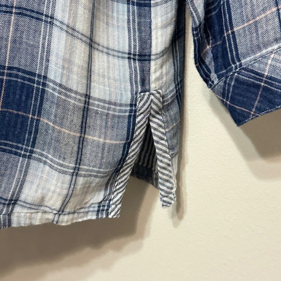 J. Jill Plaid Double Gauze Button Down Shirt Womens LP Roll‎ Tab Sleeves Casual - Picture 4 of 12
